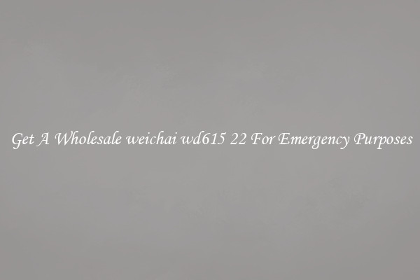 Get A Wholesale weichai wd615 22 For Emergency Purposes