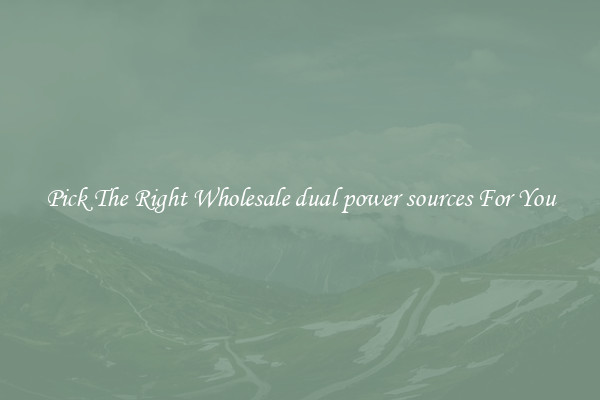 Pick The Right Wholesale dual power sources For You